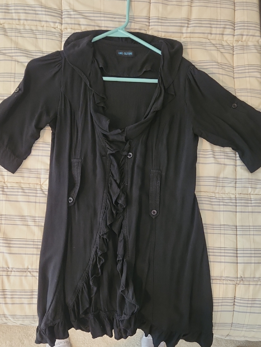 Love Culture Black Ruffle Cardigan